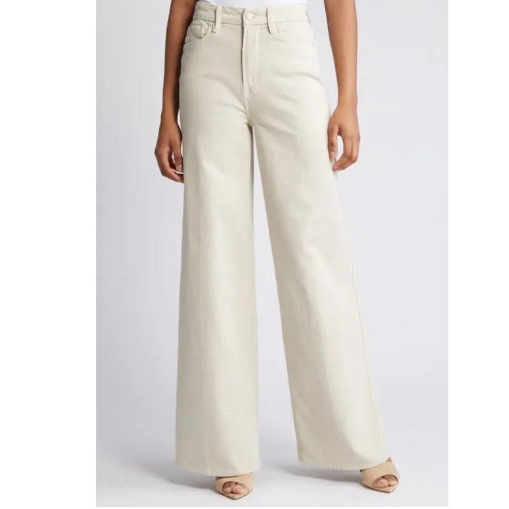 Good American Cream Flare & Wide Leg Jeans